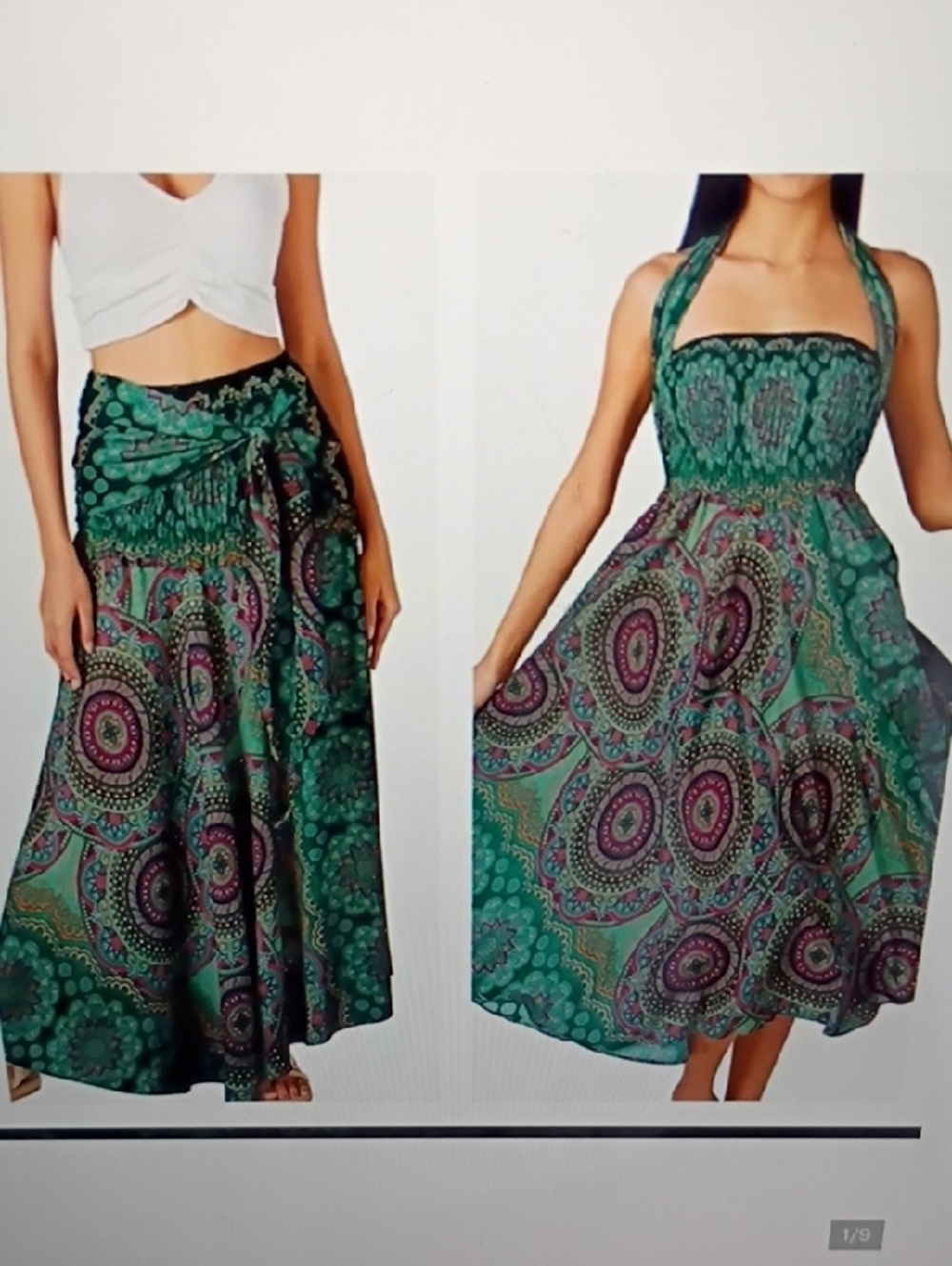 BANGKOKPANTS Women's Smocked Convertible Strapless Dress/Skirt  Size M - Picture 9 of 9